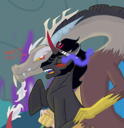 blush crown cum discord_(mlp) dragon eye_mist friendship_is_magic furry furry_only gay horn horsecock hybrid king_sombra_(mlp) male my_little_pony no_humans orgasm penis reach_around smirk straight_hair