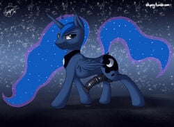 1boy 2013 abstract_background alicorn balls blue_eyes blue_fur blue_hair color cutie_mark equine feral friendship_is_magic fur hair horn male male_only my_little_pony nude penis precum prince_artemis_(mlp) princess_luna_(mlp) rule_63 side_view skipsy solo wings