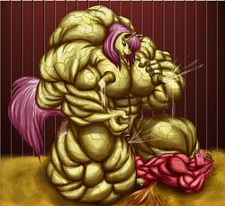 2013 abs anthro b9tribeca biceps big_breasts big_macintosh_(mlp) breasts cum cutie_mark equine extreme_muscles female fluttershy_(mlp) friendship_is_magic hair horse hyper hyper_muscles lactation long_nipples male mane muscle muscles muscular_female my_little_pony nipples pecs pegasus penetration penis pussy size_difference straight_hair vaginal_penetration what wings