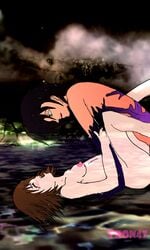 black_hair bodypaint breasts brown_hair closed_eyes crying futa_on_female futanari intersex jun_kazama kazama_asuka kazama_jun open_mouth tekken tekken_tag_tournament_2 tron47_(artist) unknown_(tekken) yellow_eyes