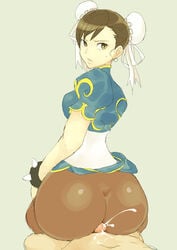 ass bored bored_sex bracelet brown_eyes brown_hair bushizo buttjob capcom chun-li clothed clothed_female clothed_female_nude_male clothed_sex cum cum_on_ass cum_on_body cum_on_lower_body curvy disinterested disinterested_sex double_bun earrings ejaculation emotionless emotionless_sex from_behind hair_bun high_resolution huge_ass jewelry looking_back pantyhose penis pov reverse_cowgirl_position revision simple_background spiked_bracelet spikes street_fighter unamused unamused_sex uncensored unenthusiastic unenthusiastic_sex unsatisfied