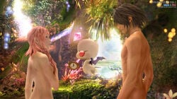 1boy 1girls 3d female final_fantasy final_fantasy_xiii final_fantasy_xiii-2 human male moogle noel_kreiss serah_farron