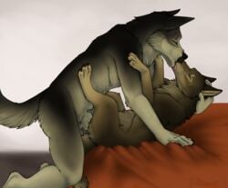 anthro anthro_on_feral canine feral feral_penetrated interspecies kissing male male_on_feral penetration sex tongue toradoshi zoophilia