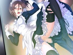 brown_eyes brown_hair female maid maji_de_watashi_ni_koi_shinasai! oshitari_azumi sex standing