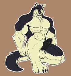 1boy abs anthro arody balls biceps big black_fur black_penis canine claws erection fangs fur furry heartlessfang male male_only muscles mutant-serpentina mutant_serpentina nude paws pecs penis pose solo teeth wolf