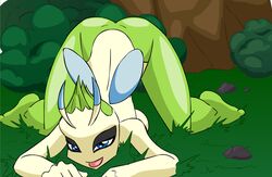 ass ass_up breasts celebi color female female_only invitation inviting naughty_face nintendo pokemon pokemon_(species) pokemon_snap_xxx solo top_down_bottom_up uncensored