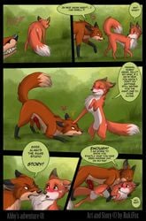 abby abby's_adventure abby_(rukifox) anthro bite canine canine_penis comic duo erection female feral fox furry heart male no_humans penis ruki straight