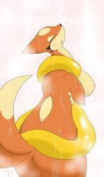 2_tails ass back biidama breasts chubby closed_eyes female floatzel furry multiple_tails nintendo nipple nude nudity open_mouth pokemon shower tail water wet wetness