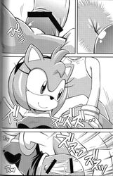 1boy 1girls amy_rose anal anal_sex anus breasts censored comic deep_penetration female fur furry hedgehog human japanese_text male monochrome sex sonic_(series) time_stop tojyo x-ray