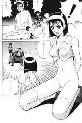 arms_tied ass black_hair bottomless chair cleavage clothed comic greyscale hairband jun_kazama kazama_jun kazuya_mishima kneeling manga michelle_chang midriff monochrome naked_from_the_waist_down namco navel open_mouth partially_clothed restrained shoes sitting sleeveless tekken tekken_1 tekken_2 tekken_3 tekken_4 tekken_5_dark_resurrection tekken_tag_tournament tekken_tag_tournament_2 thighhigh_socks tied_arms wide_eyed