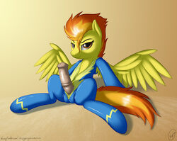 1girls balls_in_bodysuit bodysuit equine female flight_suit friendship_is_magic horse horsecock my_little_pony pegasus_wings penis pony skipsy spitfire_(mlp) unzipped wings wonderbolts_(mlp) zipper