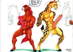 10s 2013 2boys balls competition cum dated english_text equine erect_penis erection excited full furry gay giraffe horse hyper karno male male_only muscles n no_humans penis sweat text toned valmir