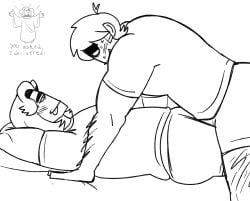 blush body_hair clean_lineart dry_humping eddsworld frottage gay grinding grinding_through_clothes hard_on old_men_yaoi patryck_(eddsworld) paul_(eddsworld) pleasured uncolored yaoi