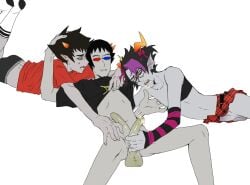 crossdressing cum cum_in_mouth dork_nokia double_penis eridan_ampora gay gay_sex homestuck homestuck_troll karkat_vantas march_eridan multiple_penises sollux_captor