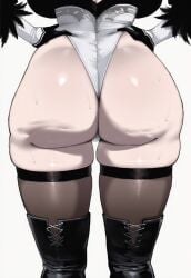 1girls ai_generated ass ass_focus big_ass booty breasts dumptruck_ass female female_only frills gloves gyat hand_on_hip heel_boots huge_ass leotard nier:_automata simple_background solo sweat sweat_on_ass sweatdrop thick_ass thick_thighs thigh_boots thigh_gap thighhighs thighs truck-kun_art truck_kun wide_hips yorha_2b