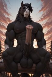 ai_generated big_ass big_balls big_penis equine equine_penis furry gay horse horsecock muscle yaoi