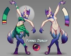 1girls 2026 adopt adoptable auction beans big_feet blue_hair bracelet claws clothes cute dance dancer dancer_outfit design digital_drawing_(artwork) digital_media_(artwork) earrings eyelashes feet female fennec fennec_fox furry furry_only gem girl gold_jewelry green_clothing jewelry makeup multicolored_body multicolored_fur multicolored_hair nonsexual_nudity nude original original_character paws pink_hair purple_hair red_eyes reference_image reference_sheet ruby_(gem) scarlet_side sexy sfw simple_background skirt smile smiley_face solo straps top white_body white_fur