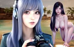 ai_generated big_breasts breasts camera headset kaya_(stellar_blade) looking_at_viewer nude nude_female raven_(stellar_blade) stellar_blade