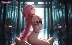 ai ai_art ai_assisted ai_female ai_generated animal_ears ass bangs bare_shoulders breasts closed_eyes detached_sleeves female fox_ears from_side genshin_impact hair_between_eyes hair_ornament hentai jewelry lantern long_hair long_sleeves medium_breasts nakinoart nature nsfw nude open_mouth outdoors pink_hair sex sexual_intercourse sexy_body sexy_pose sideboob sitting solo tagme tree very_long_hair video waifu water wet yae_miko