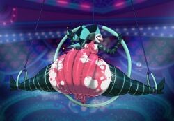 1boy 2d acrobatic ass ass_bigger_than_head ass_focus balls ballsack big_ass cheering clapping_cheeks clown crowd demon english_text fat_ass fizzarolli_(helluva_boss) genitals hellaverse helluva_boss horns huge_ass imp looking_at_viewer looking_back looking_back_at_viewer male male_only motion_lines naked no_sex nonhuman nuclear_zeel nuclearzeel nude onomatopoeia penis performance public simple_background smiling smiling_at_viewer sweat sweatdrop tagme thick_thighs thighs twerk twerking