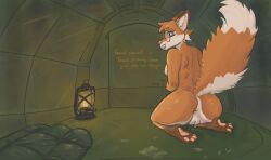 1girls after_sex anthro anus ass bare_ass bare_breasts bare_pussy blue_eyes breasts cum fart fart_cloud fart_everywhere fart_fetish farting female fox fox_girl furry holding_stomach looking_at_viewer orange_fur pov pussy smile stomach_growling tail talking tent wooweeree
