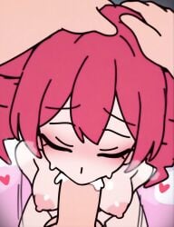 1boy 1girls ai ai-created ai_generated blush closed_eyes completely_nude completely_nude_female cum cum_in_mouth cum_inside deepthroat drill_hair fellatio head_grab hearts_around_head kasane_teto male_pov medium_breasts nipples pov red_eyes red_hair shittyaistuff simple_background simple_coloring sucking sucking_penis twin_drills utau