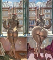 anthro ass ass_expansion beastars before_and_after big_ass bimbo bimbo_anthro bimbo_body bimbofication bimbofied booty bottom bottom_bitch canid canine canis ears fat fat_ass fat_booty fat_butt fat_transformation feminine feminine_ass feminine_body feminine_pose furry furry_only furry_tail heels high_heels hohohonse huge_ass legoshi_(beastars) lipstick male naked naked_male nude nude_male obese obese_humanoid painting rule_63 tail thick thick_ass thick_thighs thigh_expansion thighs thighs_bigger_than_head transformation weight_gain wolf wolf_ears wolf_humanoid wolf_tail