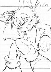 comic fur furry furry_tail male_only monochrome multiple_tails sega sex sonic_(series) tail tails tojyo