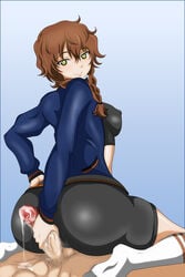 1boy 1girls amane_suzuha arched_back ass big_butt bike_shorts braid breasts brown_hair buttjob censored cfnm cowgirl_position crop_top cum cum_on_ass ejaculation erect_nipples female from_behind grinding guided_penetration handjob highres huge_ass juudai looking_at_viewer looking_back midriff nipple_bulge open_shirt outercourse penis pokies reverse_cowgirl_position rubbing smile socks solo sports_bra sportswear steins;gate straight twin_braids white_legwear workout_clothes