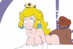 1up ahe_gao animated ass bouncing_breasts breasts cap clenched_teeth crown doggy_style earrings facial_hair female from_behind fucked_silly hat human jewelry long_hair male mario mario_(series) minus8 moustache nintendo nude orgasm princess princess_peach princess_peach_1up_(minus8) rolling_eyes sex straight super_mario_bros.