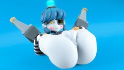 1boy 3d 3d_(artwork) anus arm_socks ass ass_focus balls big_ass big_ass_(male) big_balls blue_background blue_hair blush blush_lines bottomless cute cute_face dell_spencer femboy femboy_focus femboy_only freckles freckles_on_face genitals glowing glowing_eyes hi_res high_resolution highres lamp legs_apart legs_held_open legs_up looking_down lying_on_back male male_only reaper21cry robot robot_boy robot_humanoid sfm short_hair smile smiling solo solo_focus solo_male source_filmmaker source_filmmaker(artwork) t-shirt team_fortress_2 thick_ass thick_hips thick_thighs thighs white_body yellow_eye