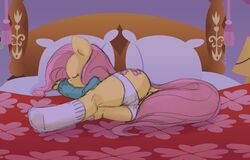 2013 anus ass bed carniflex closed_eyes cutie_mark deeriojim equine female fluttershy_(mlp) friendship_is_magic hair horse lying my_little_pony panties pegasus pillow pony pussy sleeping solo stockings straight_hair underwear wings