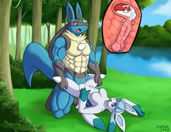 2013 anthro anthro_penetrating cervical_penetration cum cum_in_pussy cum_in_uterus cum_inside eeveelution female generation_4_pokemon glaceon impious impregnation internal lucario male muscles nintendo penetration penis pokemon pokemon_(species) straight tagme uterus vaginal_penetration x-ray