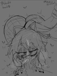 black_and_white cum cum_in_mouth dick dick_sucking emo goth kookieprinzz lizzy_(murder_drones) male/female murder_drones