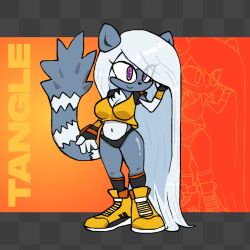 absurdly_long_hair alternate_hair_length long_hair sfw sonic_(series) sonic_the_hedgehog_(series) tangle_the_lemur very_long_hair