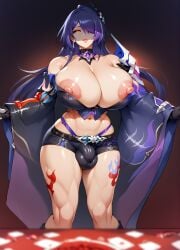 1futa acheron_(honkai:_star_rail) ai_generated balls blue_hair breasts bulge bulge_through_clothing clothed dlirtim_(artist) flaccid flaccid_penis futa_only futanari gloves hair_wings halo honkai:_star_rail hoyoverse huge_breasts huge_cock light-skinned_futanari light_skin looking_at_viewer penis puffy_nipples solo