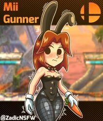 1female 1girls ass big_ass big_thighs black_bodysuit bodysuit breasts brown_hair bunnysuit cameltoe female female_only gloves looking_to_the_side mii mii_gunner mii_gunner_(smash_4) navel nintendo orange_background posing skin_tight solo solo_female solo_focus super_smash_bros. super_smash_bros._for_nintendo_3ds_and_wii_u thick thick_ass thick_thighs thighs voluptuous voluptuous_female wide_hips zadicnsfw