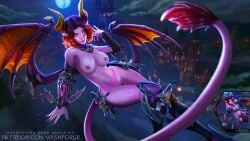 big_breasts demon edited game naked nude paladins photoshop skye_(paladins) splash_art succubus temptress temptress_skye