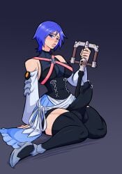 aqua_(kingdom_hearts) blue_hair bulge futa_focus futa_only futanari kingdom_hearts medium_breasts tourin17