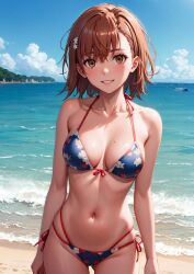 1female 1girls ai_assisted ai_generated bikini bikini_bottom bikini_top breasts commentary_request english_commentary female female_only hd hi_res highres medium_breasts misaka_mikoto mixed-language_commentary normal_breasts solo solo_female to_aru_kagaku_no_railgun very_high_resolution