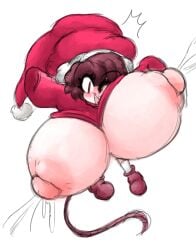 animal_humanoid anthro big_breasts bouncing_breasts breasts breasts_bigger_than_head brown_hair cheese christmas christmas_clothing christmas_headwear clothing dairy_products erect_nipples eyelashes food hair happy hat headgear headwear holidays holly_(rogywantscoffee) huge_breasts humanoid hyper hyper_breasts jumping male male_(lore) mammal mammal_humanoid mouse mouse_ears mouse_humanoid mouse_tail murid murid_humanoid murine murine_humanoid nipple_outline nipples rat red_eyes ripping ripping_clothing rodent rodent_humanoid rogywantscoffee santa_hat sexyvampireloverrogy short_hair short_stack solo torn_clothing