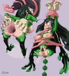 anal anal_beads balls bondage breasts destroyed_anus dildo dildo_in_ass frog froppy hands_tied hero_outfit_(mha) huge_cock huge_dildo large_insertion my_hero_academia pubic_hair pubic_stubble ripped_out rough_sex sex_toy stomach_bulge stomach_deformation tongue tongue_out tongue_wrap tsuyu_asui utopix