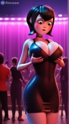 1girls 3d 3d_(artwork) ai_generated ai_hands artist_name bangs black_clothing black_hair black_lipstick blue_eyes blurry_background breast_grab breast_lift breasts choker cleavage crowd dance_floor deep_cleavage dress eyeshadow female female_focus female_only front_view fuckgirl goth goth_girl grabbing grabbing_own_breast grope groping groping_breasts hands_on_breasts hi_res high_resolution highres hotel_transylvania leather leather_clothing leather_dress legs_together lipstick looking_at_breasts looking_down mavis_dracula minekezhe mommy neon_lights nightclub petite purple_light short_hair shy side_view skintight slim slim_waist solo solo_female sony_pictures_animation spotlight surprised surprised_expression teenage_girl teenager thighs tight_clothing tight_fit watermark