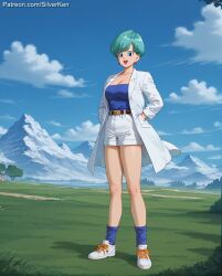 1girls ai_generated bulma_briefs bulma_briefs_(beginnings_of_dragon_ball_z) dragon_ball dragon_ball_super dragon_ball_z shoes silverken sneakers