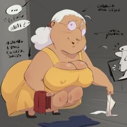 1girls big_breasts cartoon_network cleavage courage_the_cowardly_dog female female_focus huge_breasts kneeling mature_female muriel_bagge older_female pokachu_(artist) thick_thighs voluptuous voluptuous_female warner_bros warner_brothers wide_hips