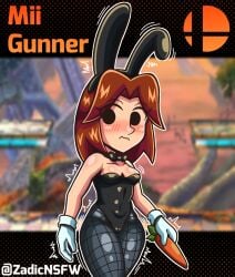 1female 1girls ass big_ass big_thighs black_bodysuit bodysuit breasts brown_hair bunnysuit cameltoe female female_only gloves looking_to_the_side mii mii_gunner mii_gunner_(smash_4) navel nintendo orange_background posing skin_tight solo solo_female solo_focus super_smash_bros. super_smash_bros._for_nintendo_3ds_and_wii_u thick thick_ass thick_thighs thighs voluptuous voluptuous_female wide_hips zadicnsfw