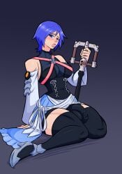 aqua_(kingdom_hearts) blue_hair bulge futa_focus futa_only futanari kingdom_hearts medium_breasts tourin17