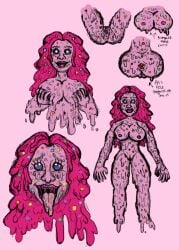 ahe_gao breasts candy dripping fazbear_frights female five_nights_at_freddy's fnaf gumdrop_angel long_hair pink_body tongue_out