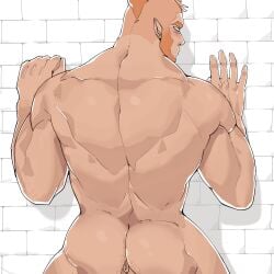 anus aries03220 ass bara beard biceps male male_only manly muscular_back muscular_male nude solo solo_male werewolf