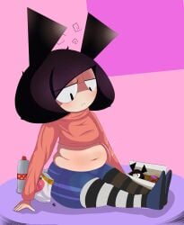 2024 box_(captainkirb) captain_kirb chubby_female dark_hair exposed_belly glasses kilobox_(captainkirb) midriff sosigonal weight_gain